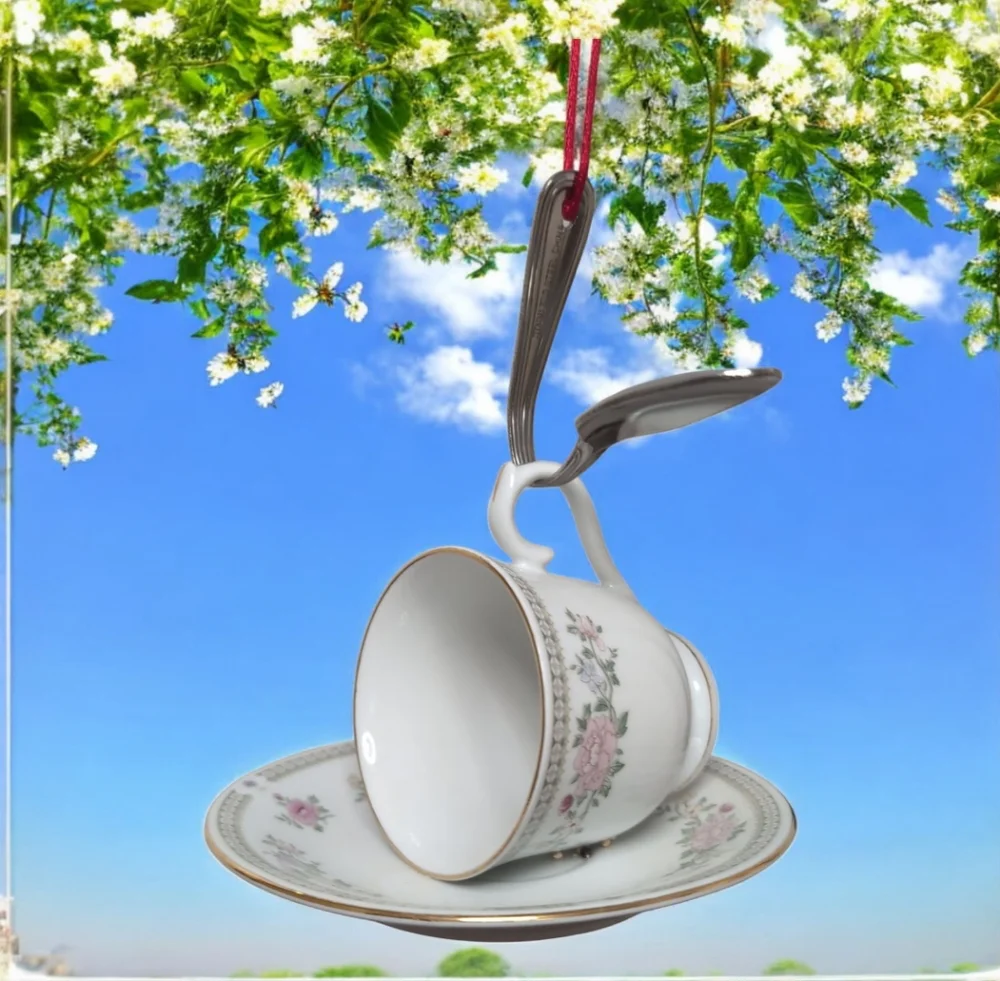 White Bird Feeder for Garden Birds Handcrafted